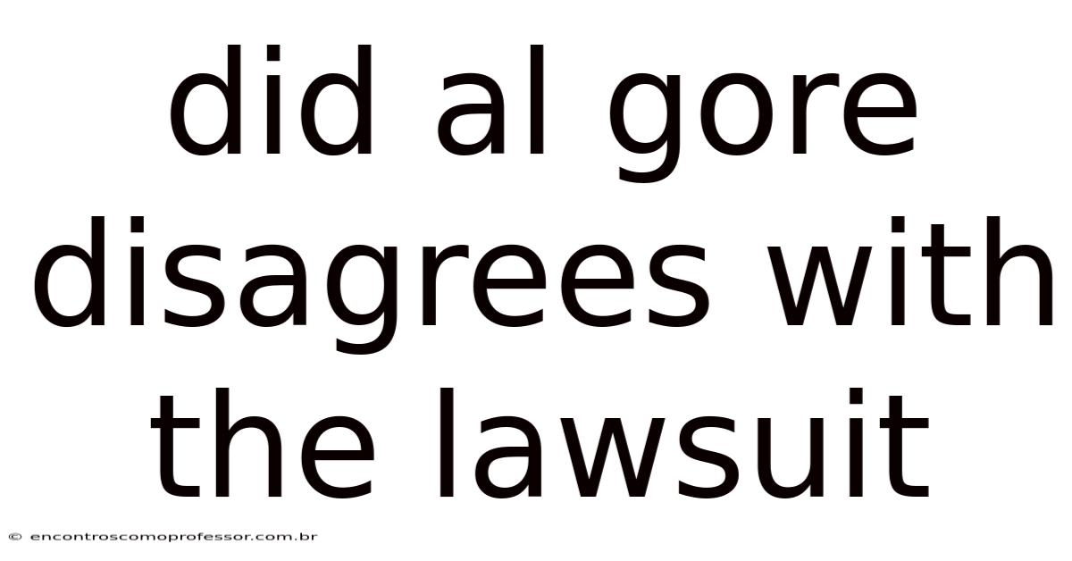 Did Al Gore Disagrees With The Lawsuit