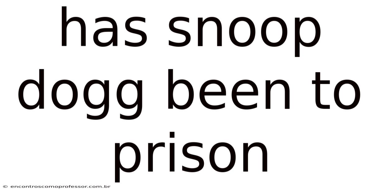 Has Snoop Dogg Been To Prison