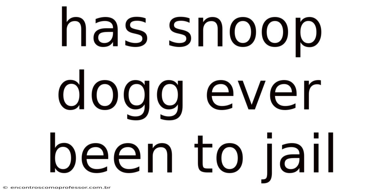 Has Snoop Dogg Ever Been To Jail