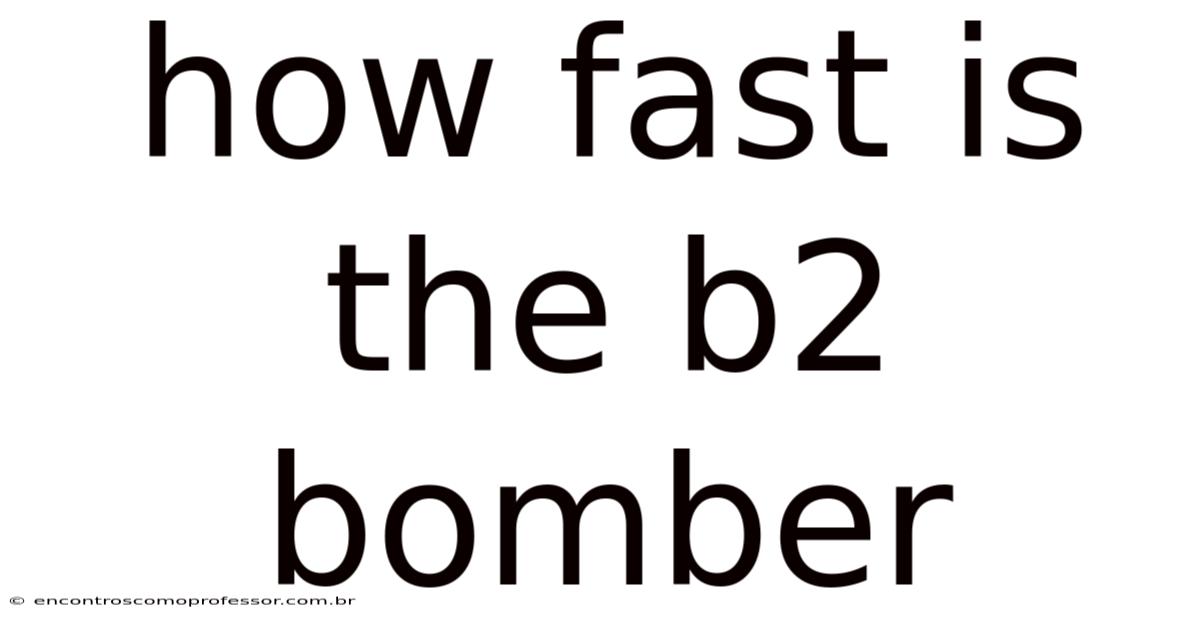How Fast Is The B2 Bomber