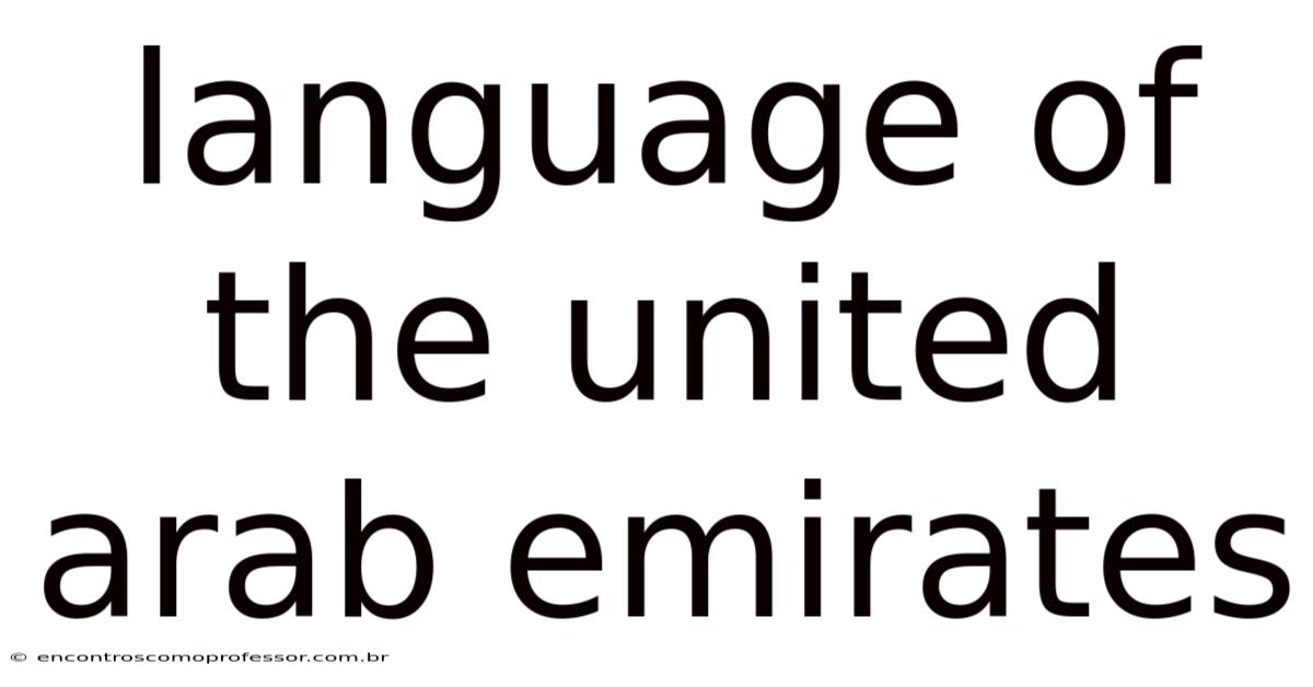 Language Of The United Arab Emirates