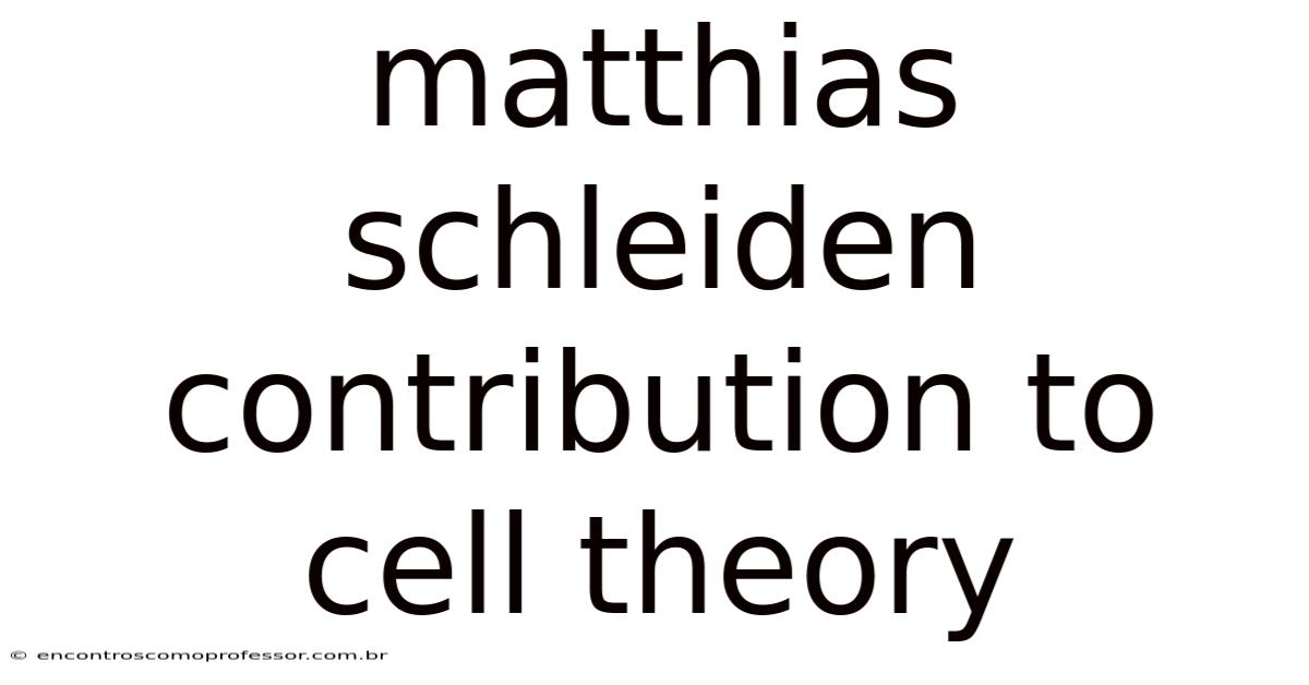 Matthias Schleiden Contribution To Cell Theory