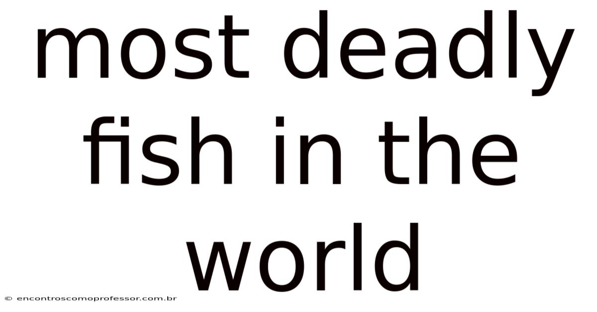 Most Deadly Fish In The World