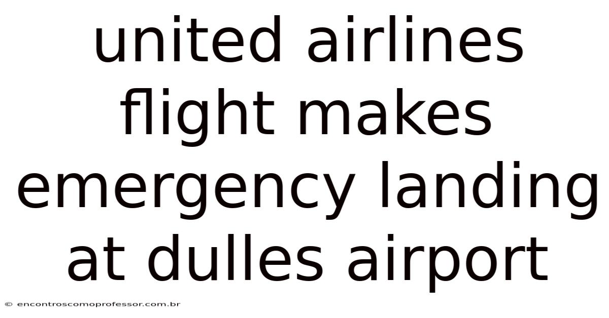 United Airlines Flight Makes Emergency Landing At Dulles Airport