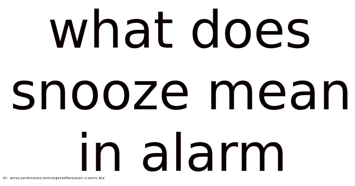 What Does Snooze Mean In Alarm