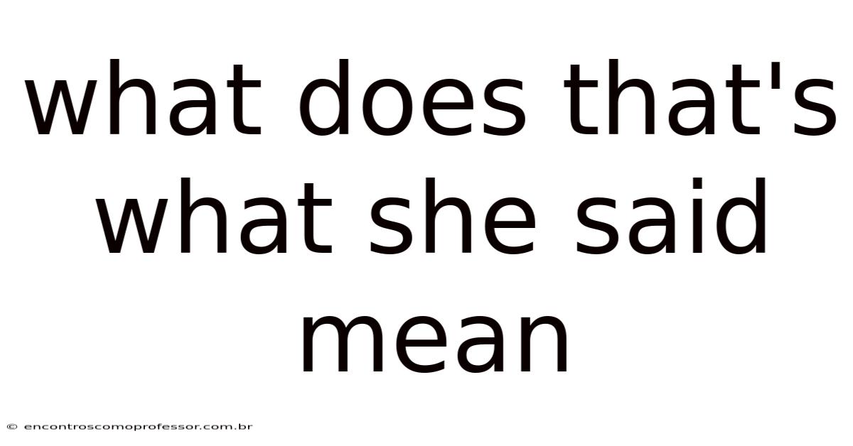 What Does That's What She Said Mean