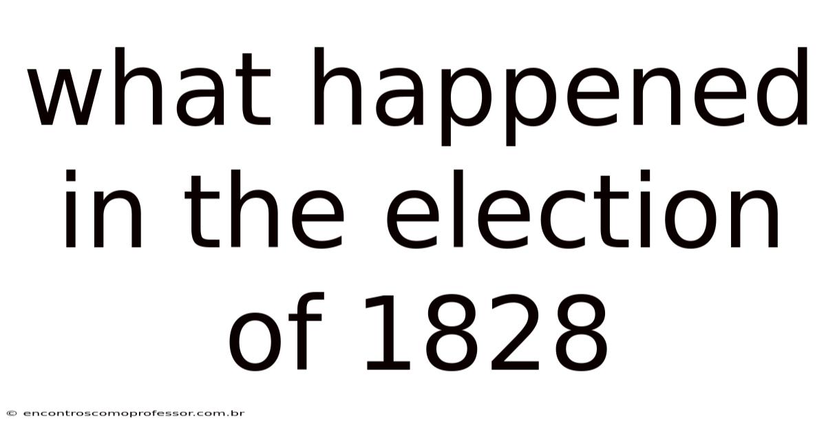 What Happened In The Election Of 1828