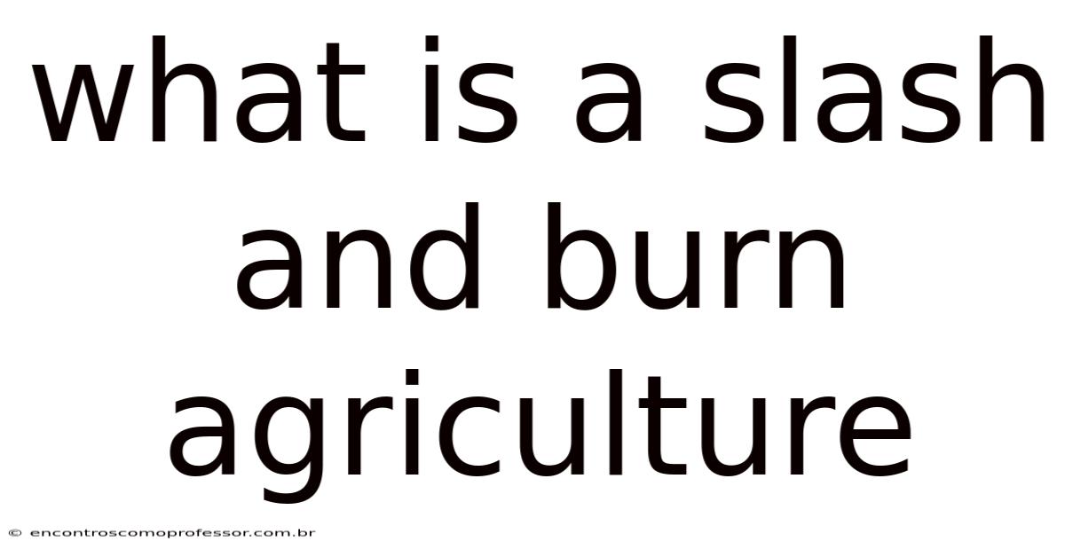 What Is A Slash And Burn Agriculture
