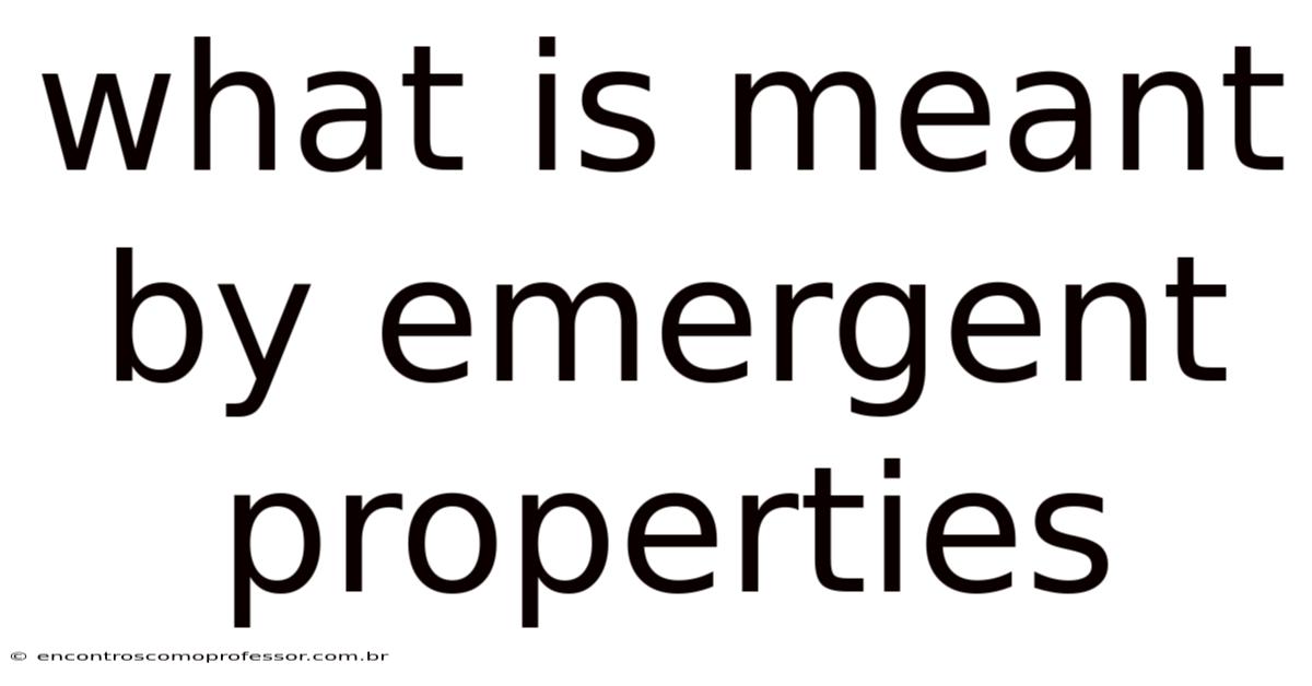 What Is Meant By Emergent Properties