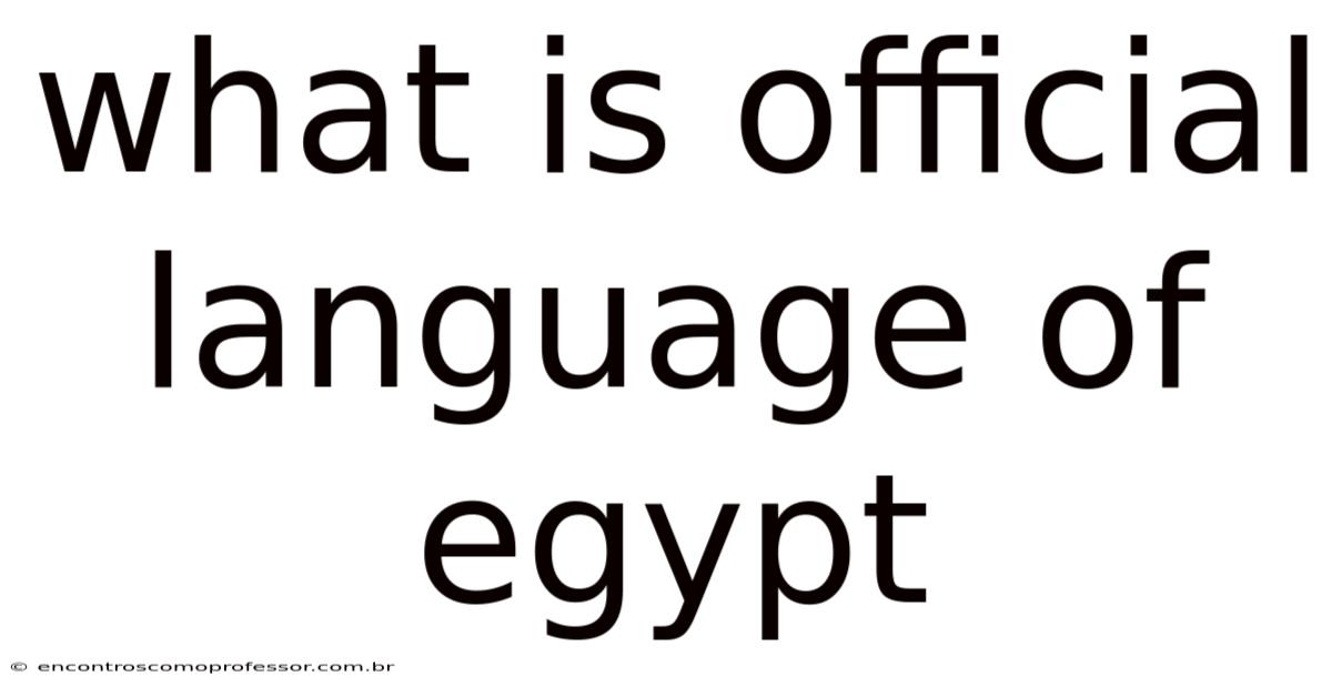 What Is Official Language Of Egypt
