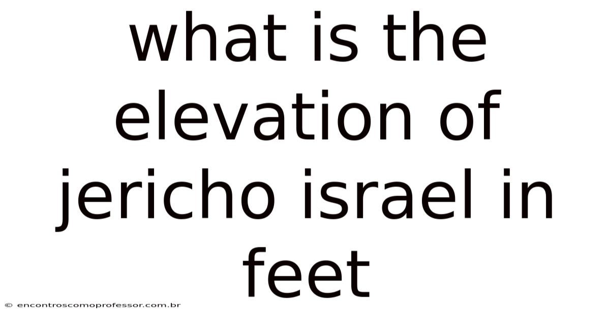 What Is The Elevation Of Jericho Israel In Feet