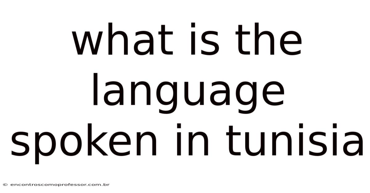What Is The Language Spoken In Tunisia