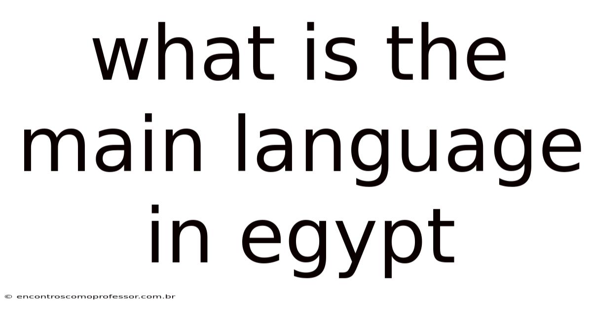 What Is The Main Language In Egypt