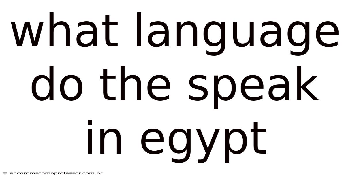What Language Do The Speak In Egypt