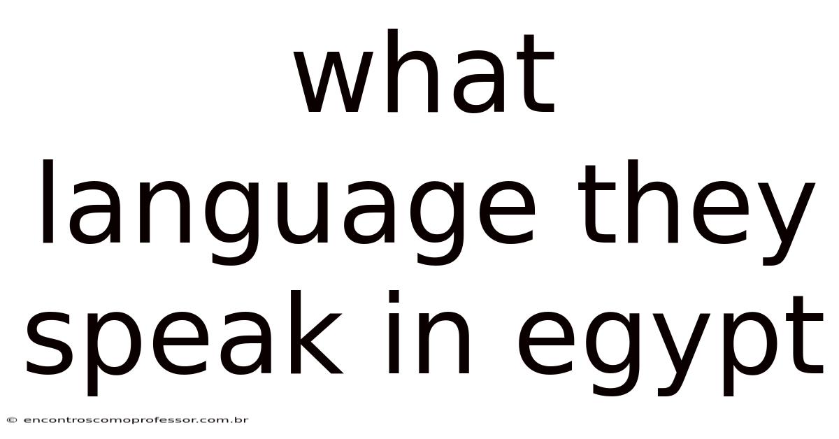 What Language They Speak In Egypt