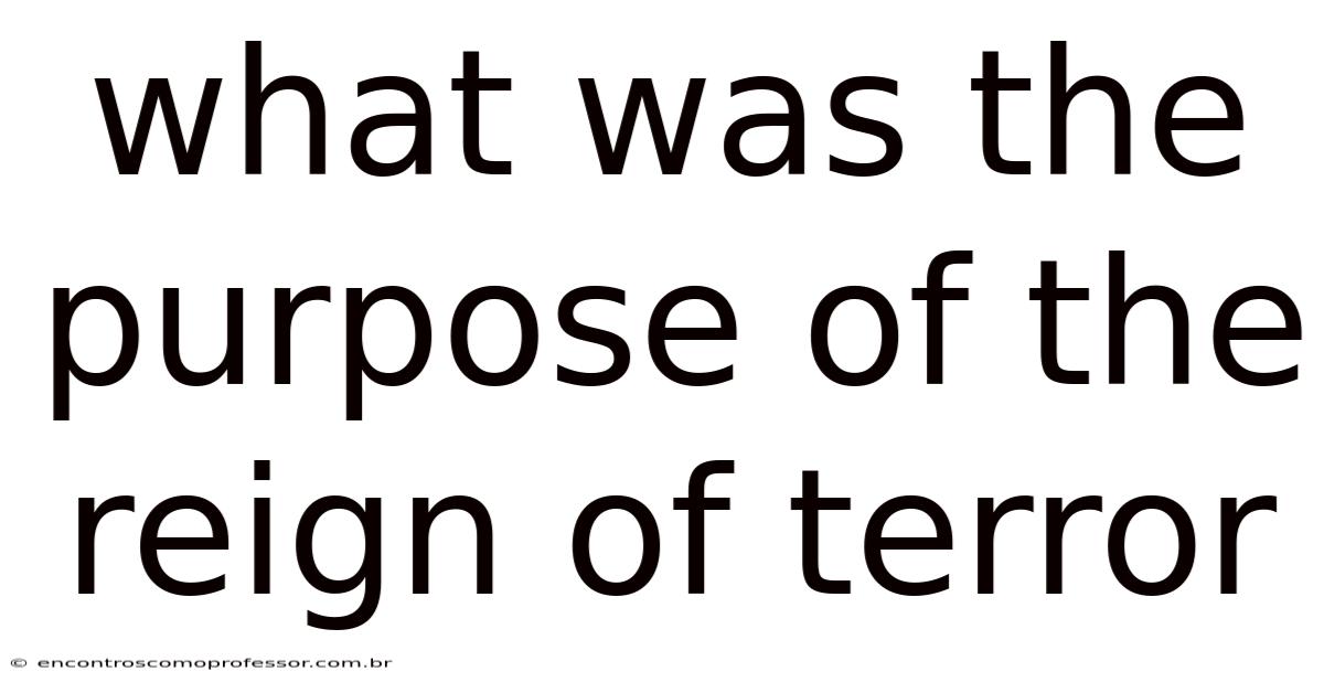 What Was The Purpose Of The Reign Of Terror