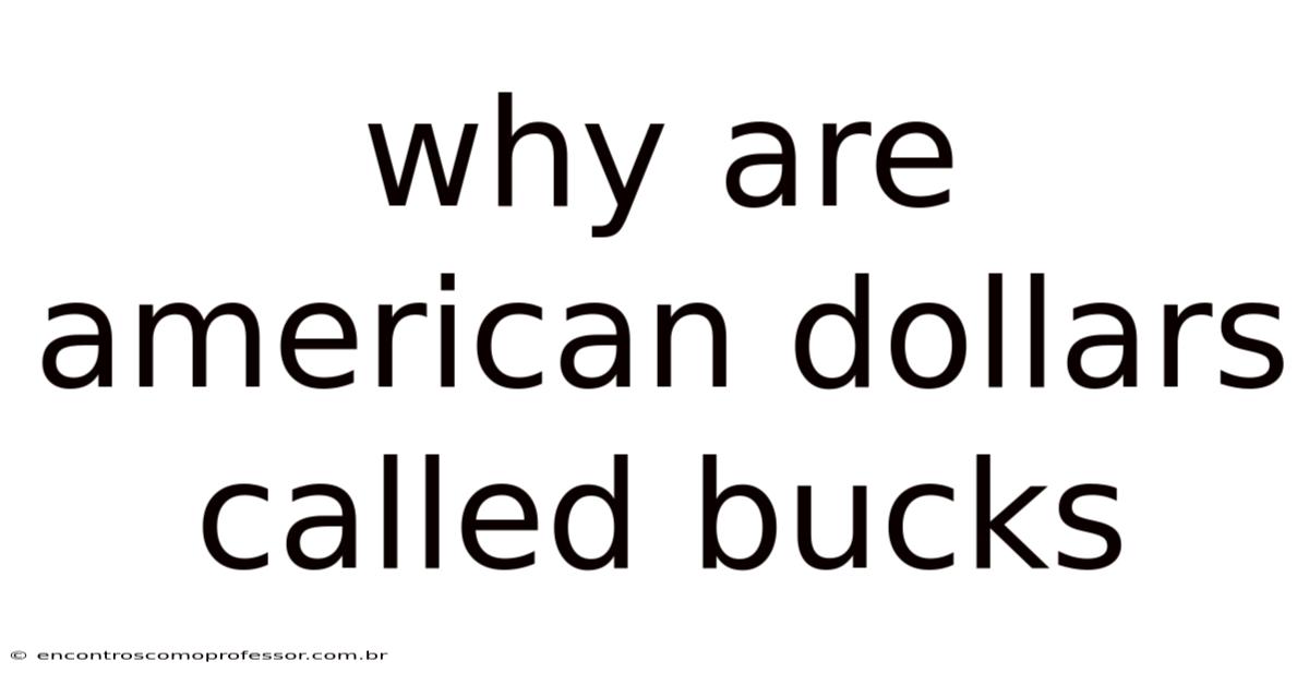 Why Are American Dollars Called Bucks